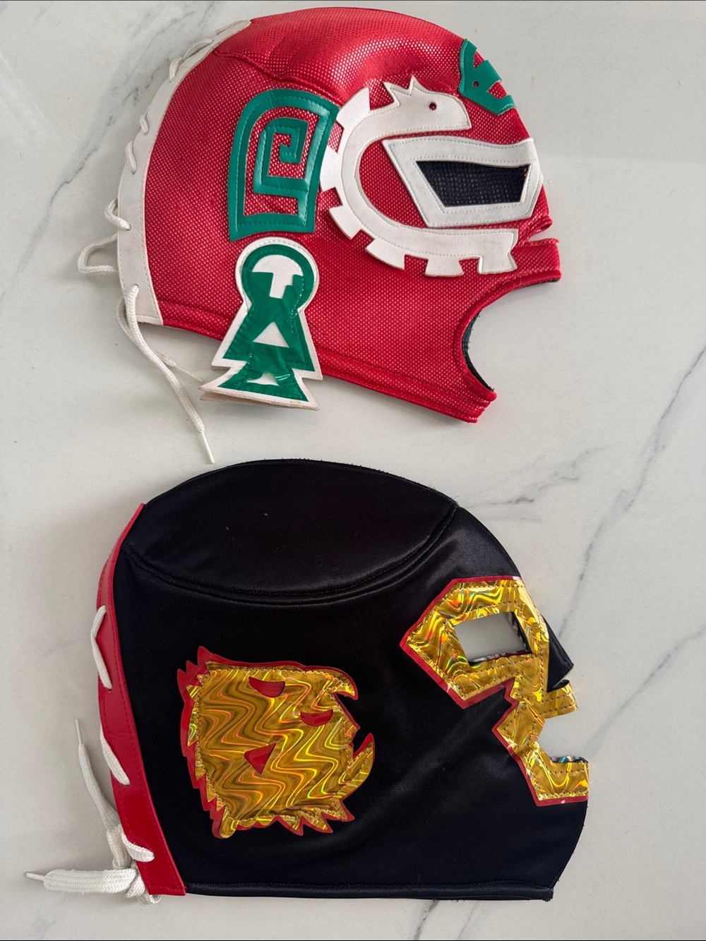 Halloween Kids Superhero Luchador Mexican Masks Set - Red, Black & Green